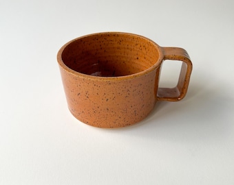 Taza de cerámica moteada color marrón café de 473 ml - Cerámica hecha a mano