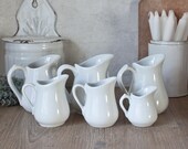 Set of 6 Vintage French White Porcelain Creamers