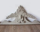 Gorgeous Antique French Wooden Pediment, Gray Patina