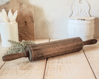 Large Vintage French Dark Wood Rolling Pins