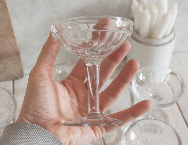 Set of 8 Vintage French Clear Glass Bistrot Glasses image 4