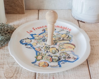 Vintage French Porcelain cheese board "La France Fromagère" Cheese France