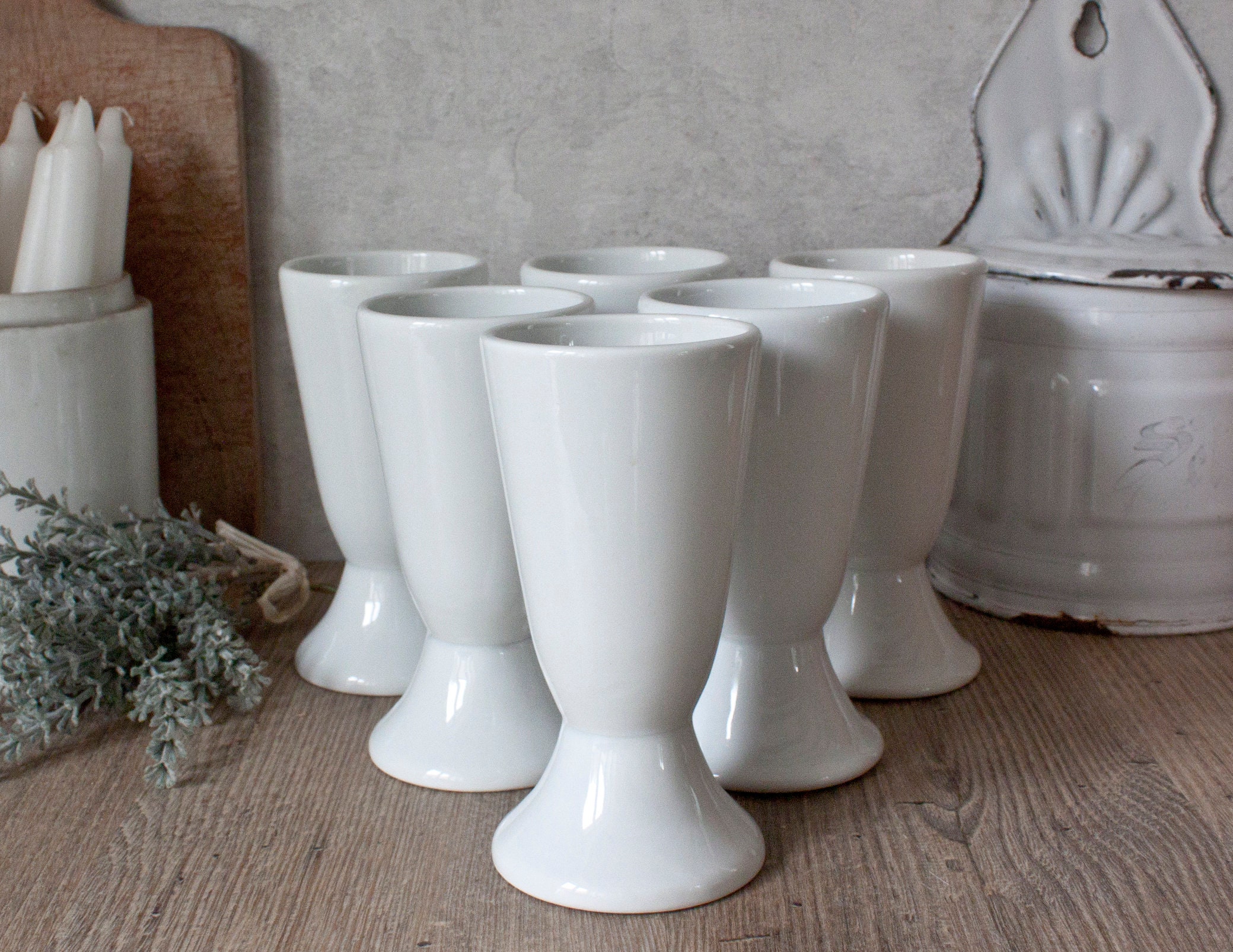 Ensemble de 6 Mazagrans en Porcelaine Épaisse Blanche