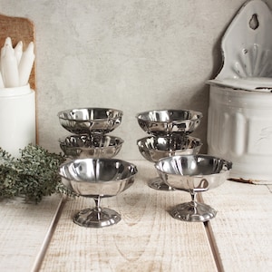 Set of 6 Vintage French Jean COUZON Stainless Steel Dessert Cups