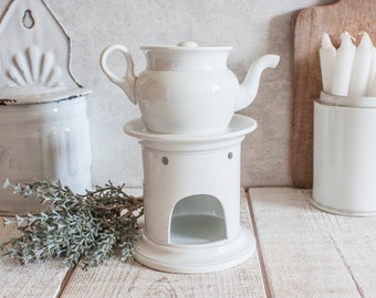 Antique French CHOISY LE ROI white porcelain china Herbal Tea Pot