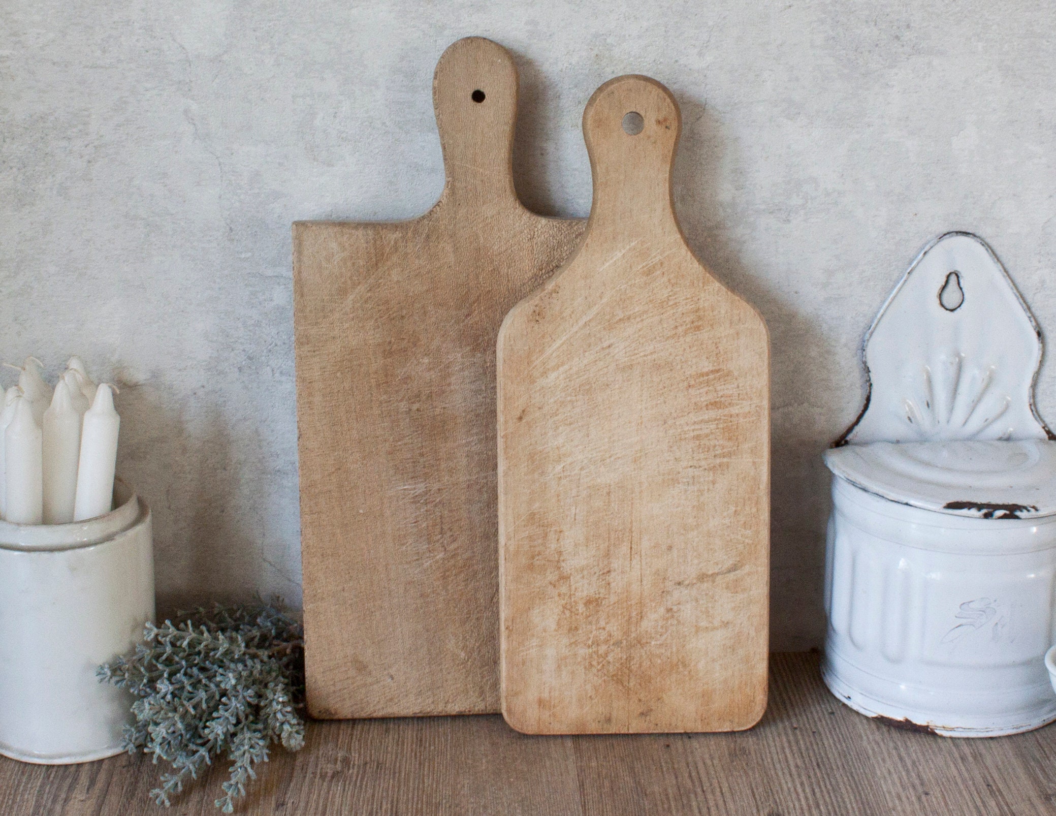 Ensemble de 2 Petites Planches à Découper Vintage en Bois