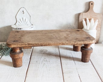 Antique French wooden mini bench