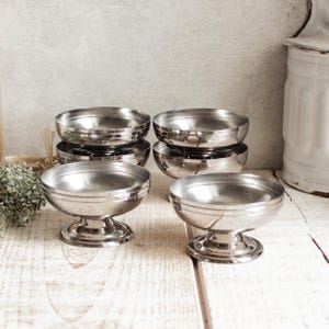 Set of 6 Vintage French LETANG REMY Stainless Steel Bistro Dessert Cups