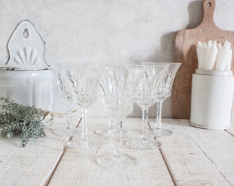 Set of 6 Cristal White Wine Glasses Made in France