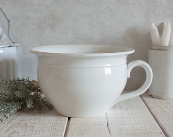Antique French SAINT-AMAND White Ironstone Chamber Pot