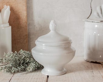 Vintage French LIMOGES White Porcelain Sugar Bowl