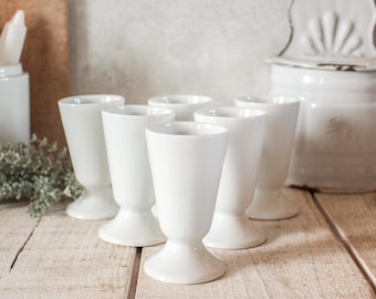 Set of 6 small Vintage French white porcelain Mazagrans