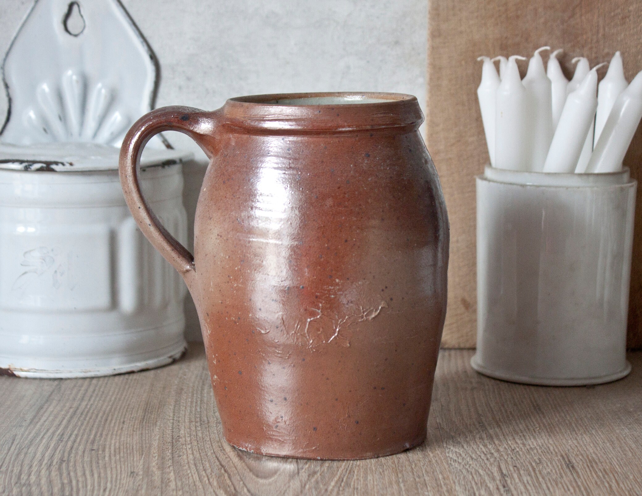 Pichet Vintage en Grès Vernissé Marron