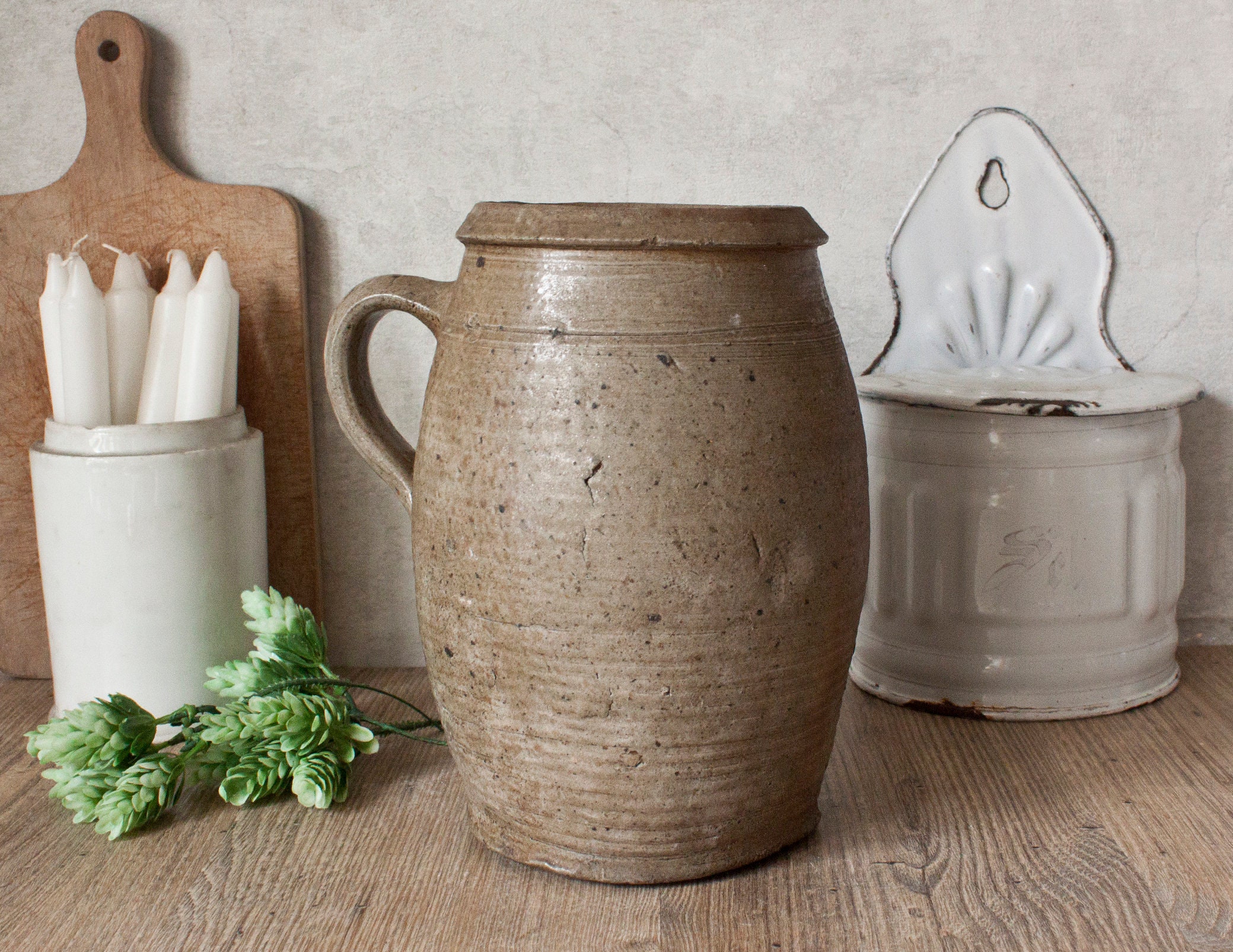 Pichet Ancien en Grès Tons Beige Marron