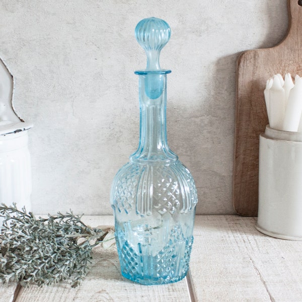 Beautiful Vintage French Turquoise Blue Glass Bottle