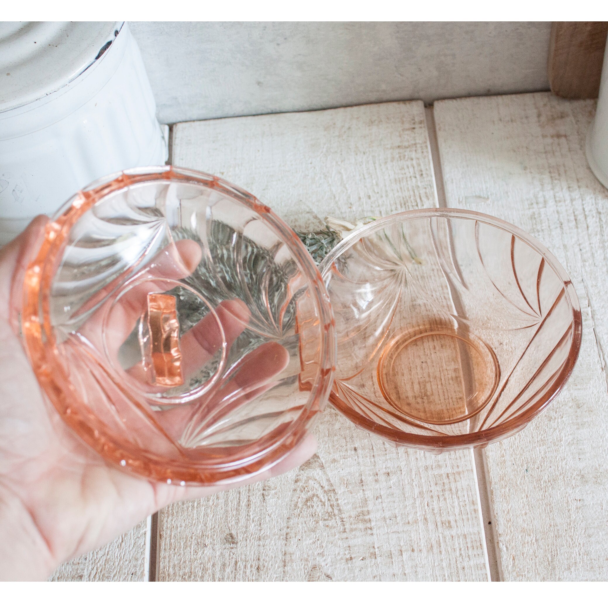 Vintage French Pink Glass Box - Etsy