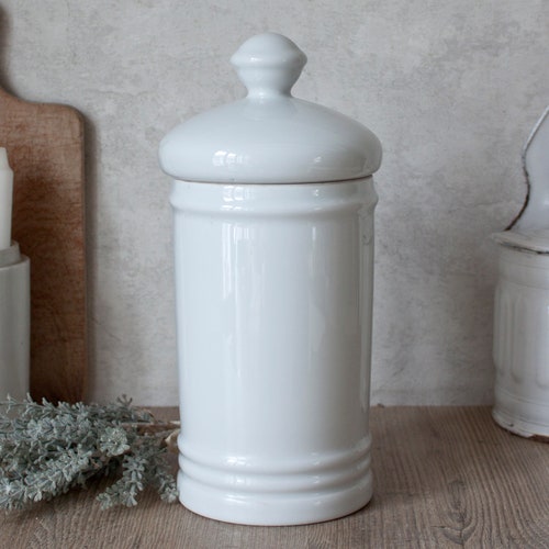 Antique French LIMOGES shops White Porcelain Apothecary Jar