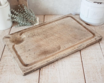 Vintage French Wooden Cutting Board, Primitive Wood Chopping Block