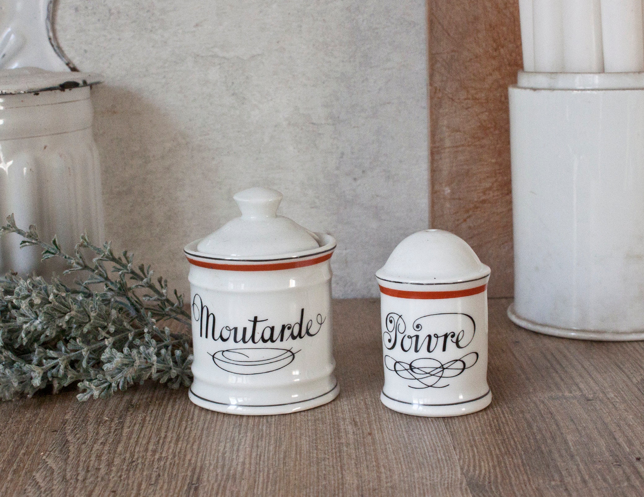 Ensemble de 2 Pots Vintage en Porcelaine Paris d'auteuil Blanche, Service Bistrot