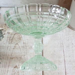 Vintage French Uraline Green Glass Compotier image 4