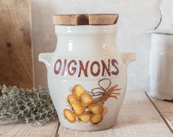 Vintage French Ceramic Onions Jar