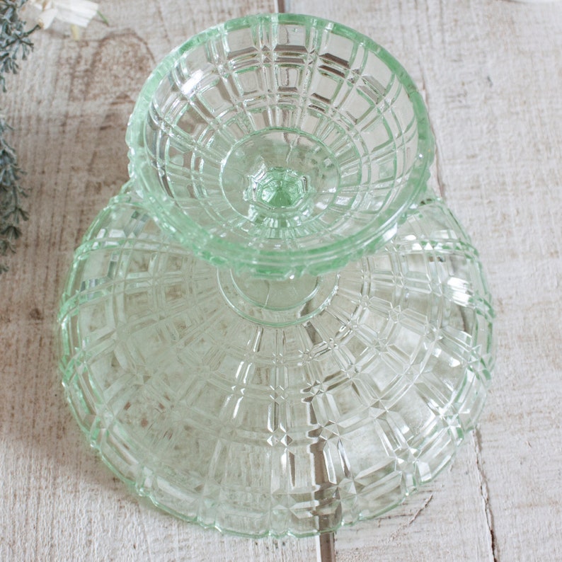 Vintage French Uraline Green Glass Compotier image 7