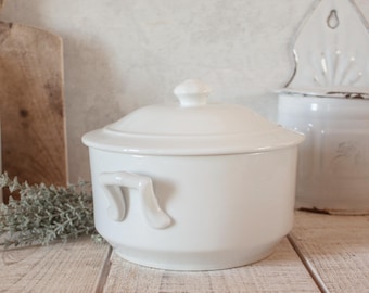 Vintage French APILCO White Fire Porcelain Tureen or Terrine
