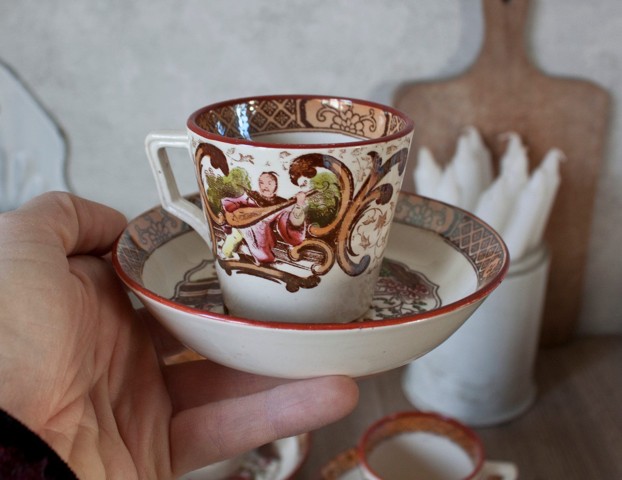 Lot de quatre tasses Sarreguemines vintage - Arts de la table