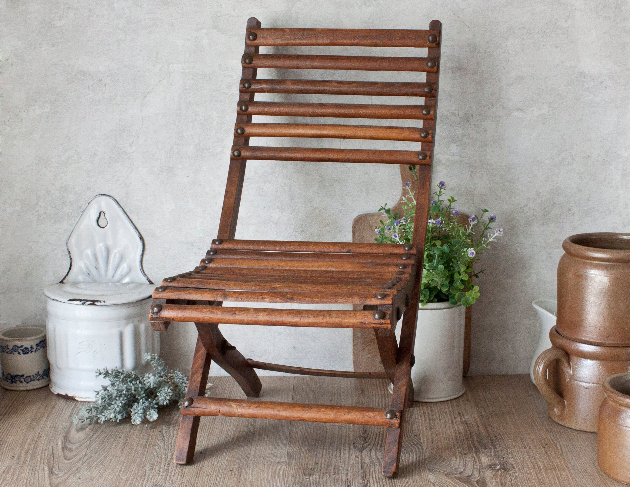 Chaise Pliante Enfant en Bois Teinté