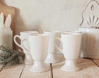Set aus 5 weißen Keramik-Mazagrans