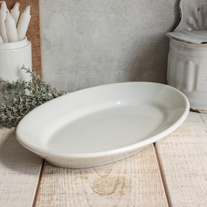 Antique French white Earthenware Oval Platter