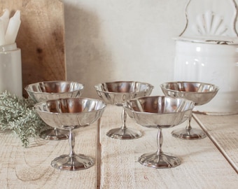 Set of 5 Vintage French GUY DEGRENNE Stainless Steel Dessert Cups