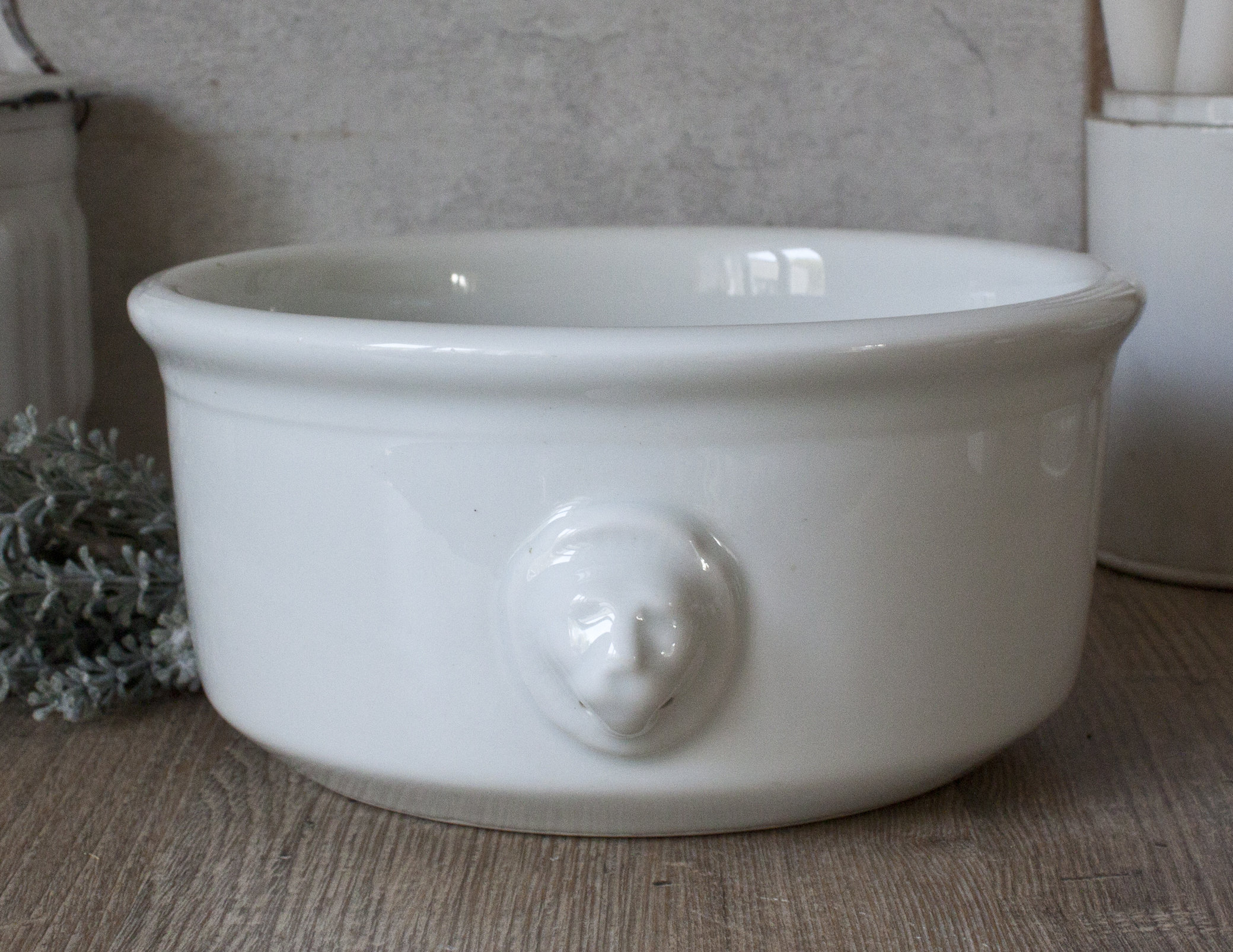 Antique French Lion Head White Thick Porcelain Terrine Etsy