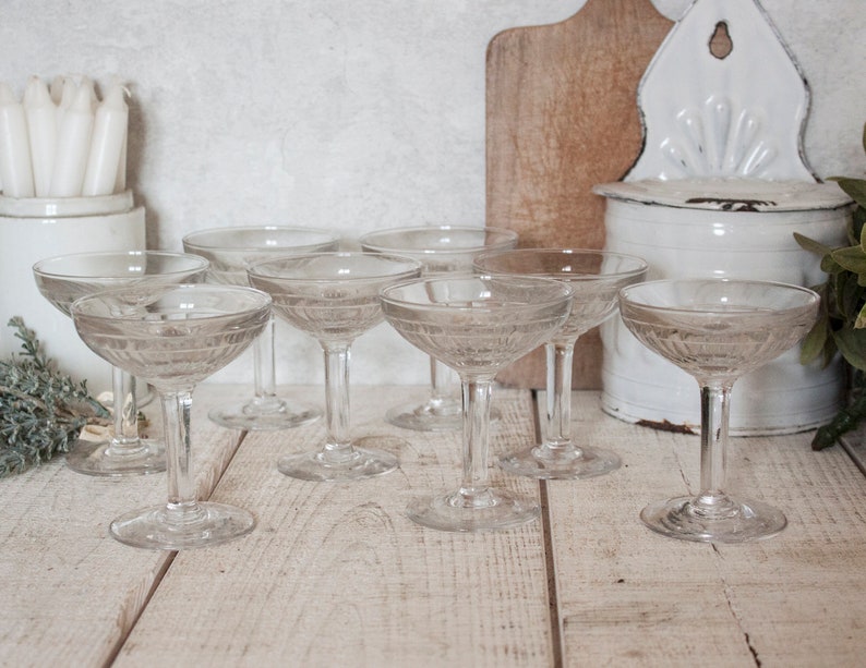 Set of 8 Vintage French Clear Glass Bistrot Glasses image 10