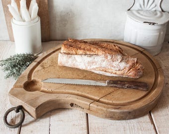 Vintage French Wooden Cutting Board, Primitive Wood Chopping Block