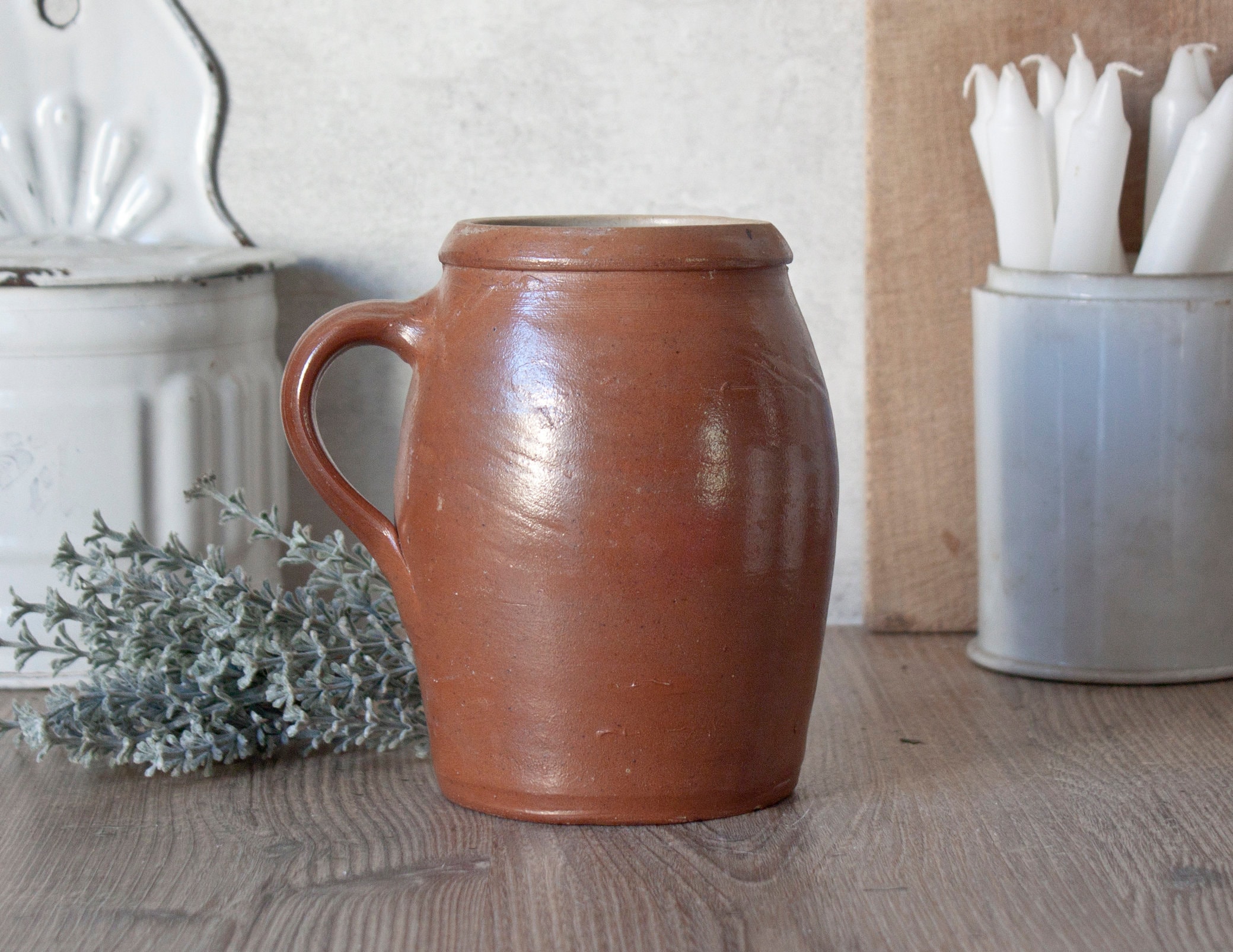 Pichet Vintage en Grès Vernissé Marron