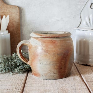 1800s Antique French Stoneware Confit Pot in Brown Shades