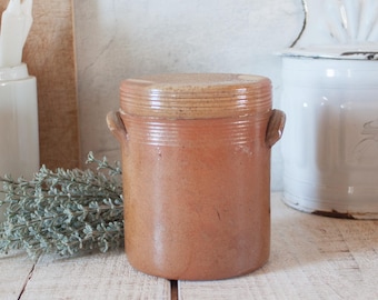 Antique French BONNY Glazed Brown Stoneware Pot