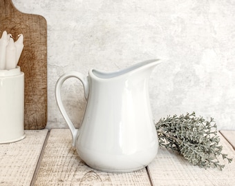 Vintage French White Porcelain Pitcher