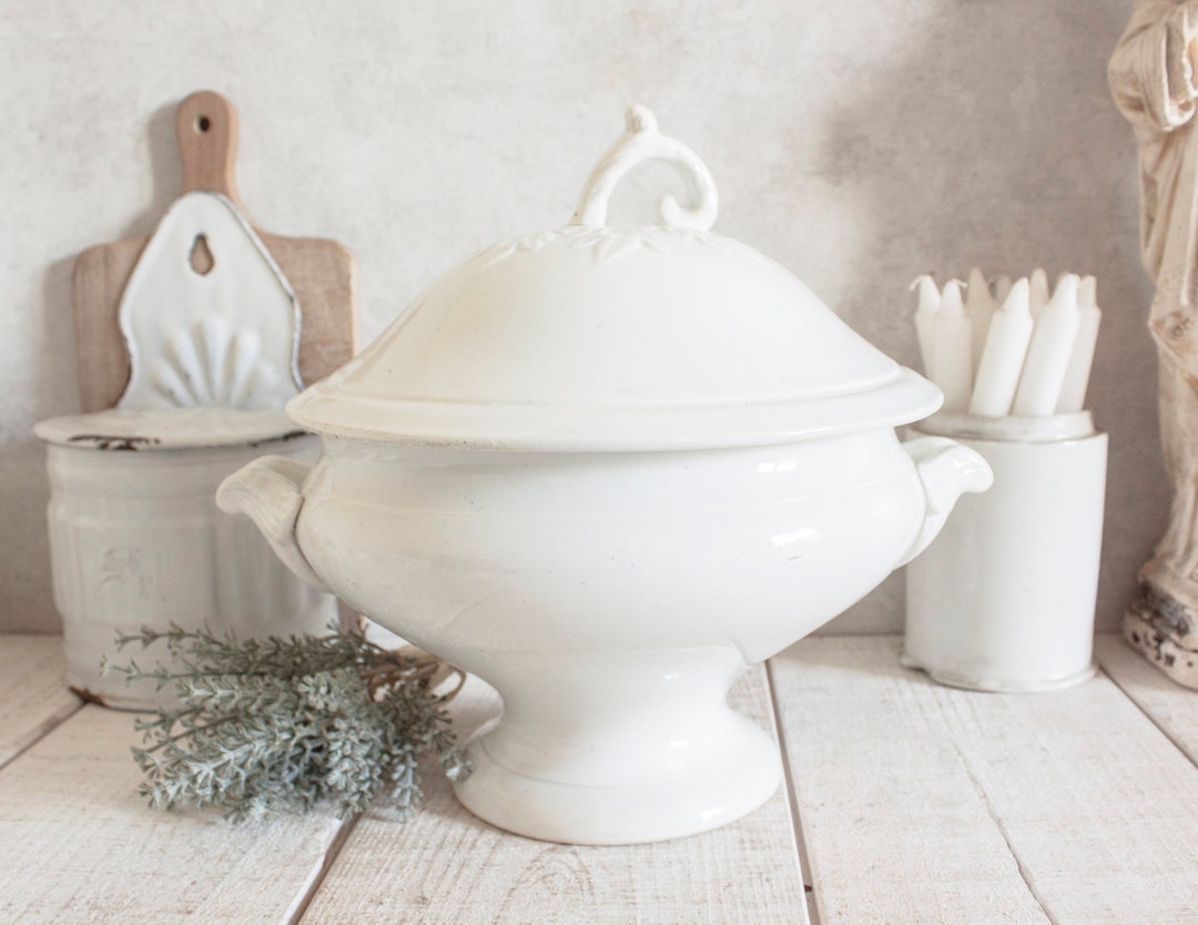 Antique French SAINTAMAND White Ironstone Footed Tureen Etsy