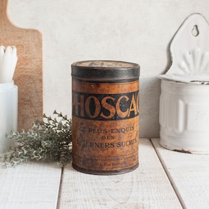 Vintage French metal box of PHOSCAO cocoa