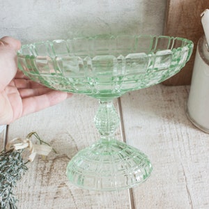 Vintage French Uraline Green Glass Compotier image 5