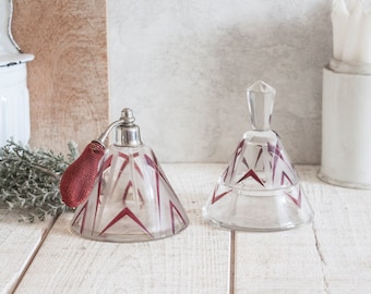 Vintage Glas Toilettengarnitur im Art Deco Stil