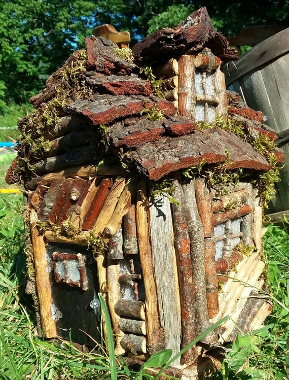Handmade Weefolk Home Tm Fairy House Log Cabin Maine Made Etsy