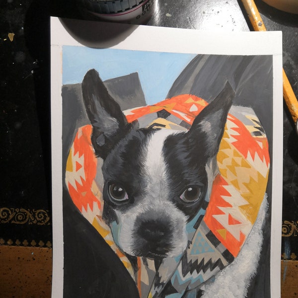 Custom Pet Gouache Painting