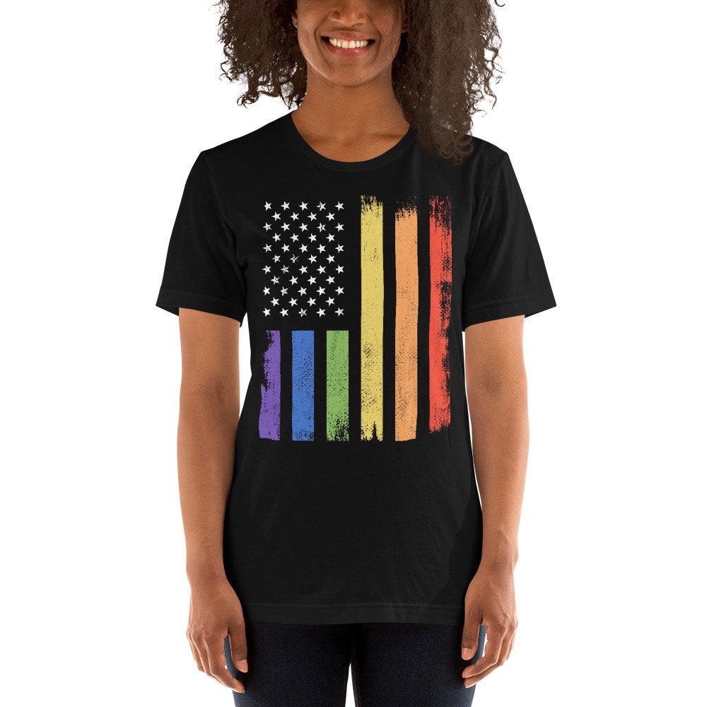 LGBTQ Shirt Rainbow USA Flag Gay Pride T-Shirt Pride Month | Etsy