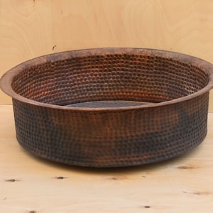 Round Handcrafted Egyptian-Made Hammered Copper Sink Bathroom & Kitchen Sink Vessel Hand Natural Style Virgin Wash basin, Bowl Drop-In