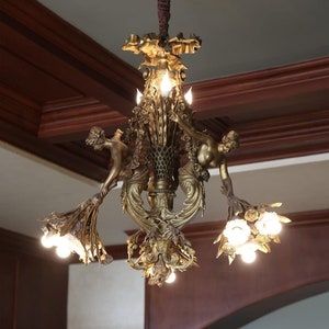 Brass Angel Lights Chandelier Ceiling Pendant Fixture Home