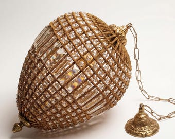 Lámpara colgante de cristal cónico con cuentas de ojo de oro Empire