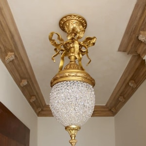 Handcrafted French Empire Crystal Basket Lamps
